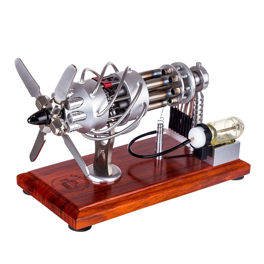 Model Engine enginediy Multi-Cylinder Stirling Engine | Enginediy 16 Cylinder Swash Plate Stirling Engine Generator Model With Voltage Digital Display Meter And Led