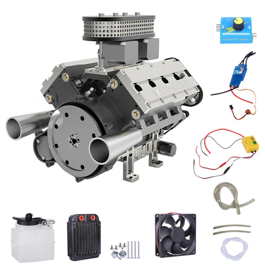 Model Engine enginediy | Enjomor V8 Gs-V8 78Cc Dohc Gasoline V8 Engine Model That Works With Starter Kit