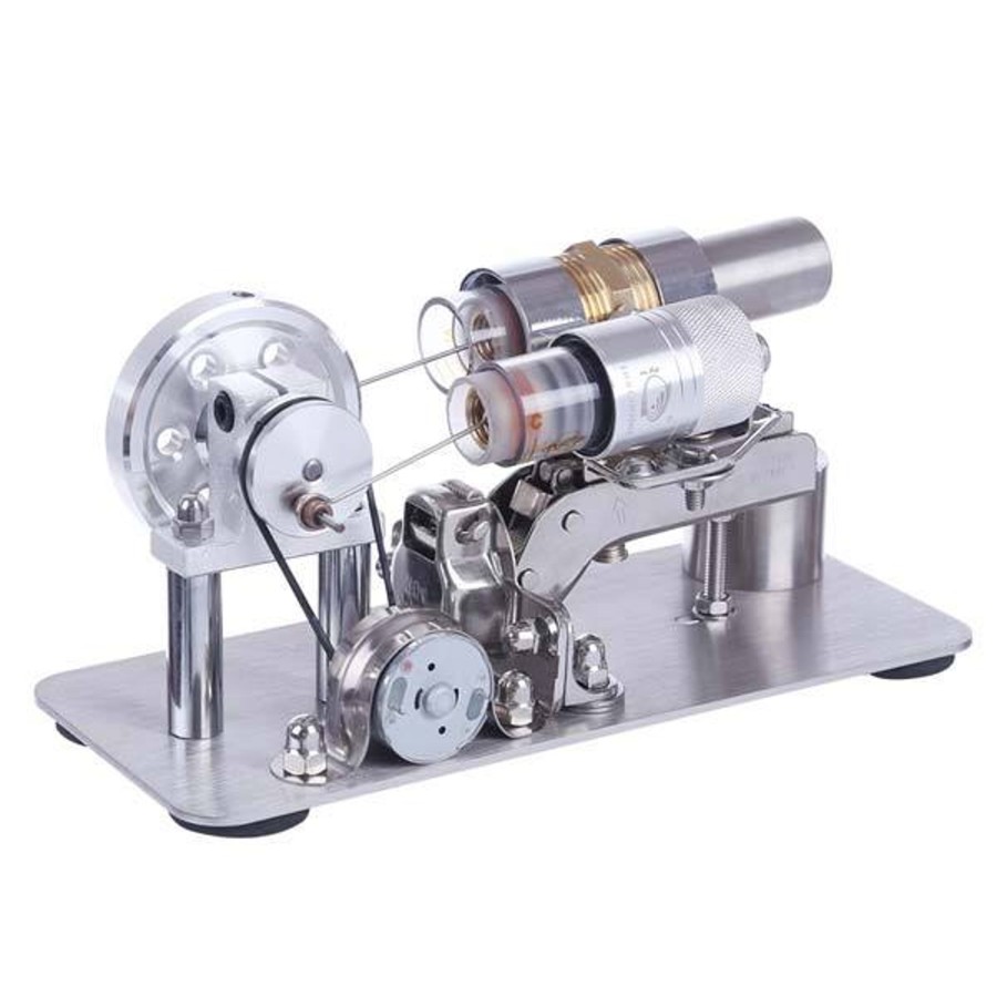 Model Engine enginediy Stirling Engine With Led | Hot Air Stirling Engine Motor Model Brass Cylinder Electricity Generator Stem Toy