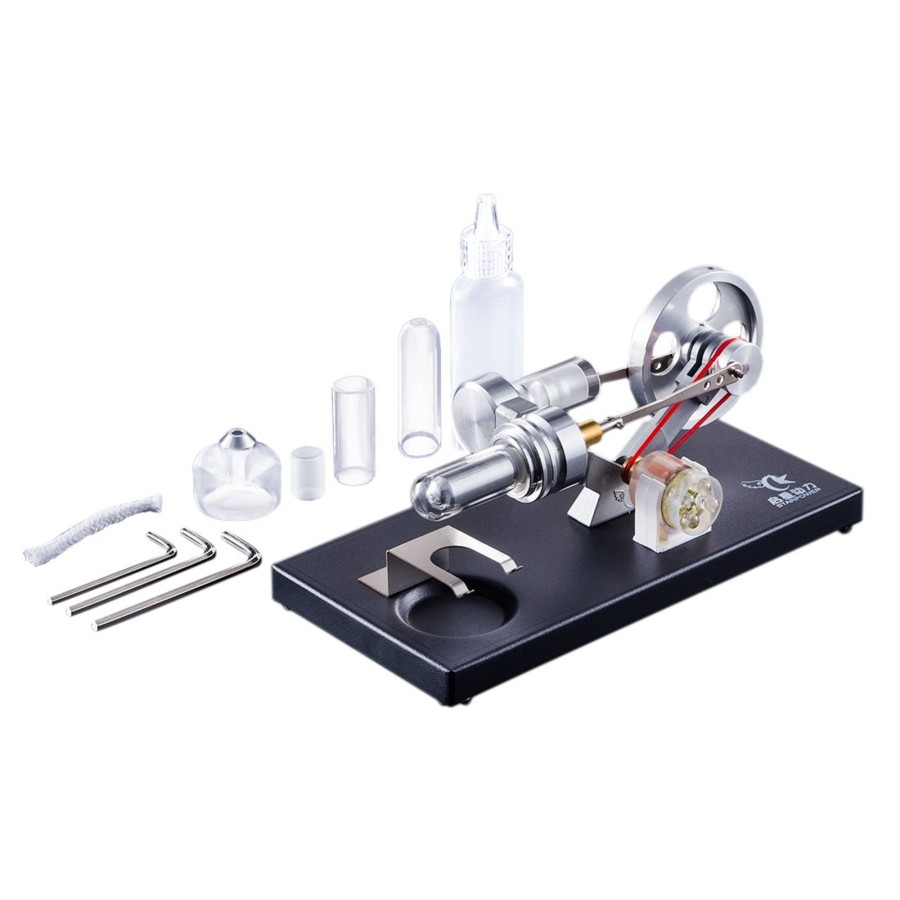 Model Engine enginediy Stirling Engine With Led | 4 Led Light Stirling Engine Model Hot Air Stirling Engine Generator For Gift Collection