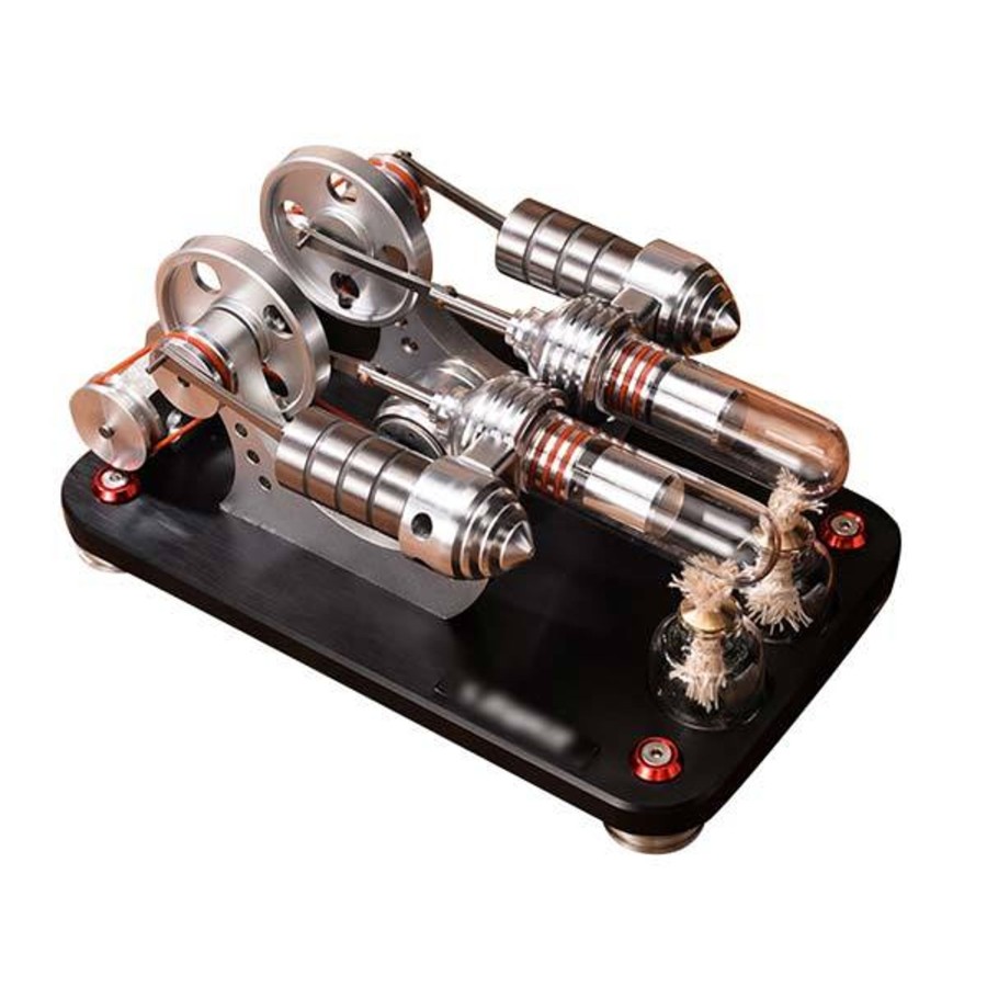 Diy Engine enginediy | Stirling Engine Kit Two Cylinder Stirling Engine With Electricity Generator Model Gift Collection