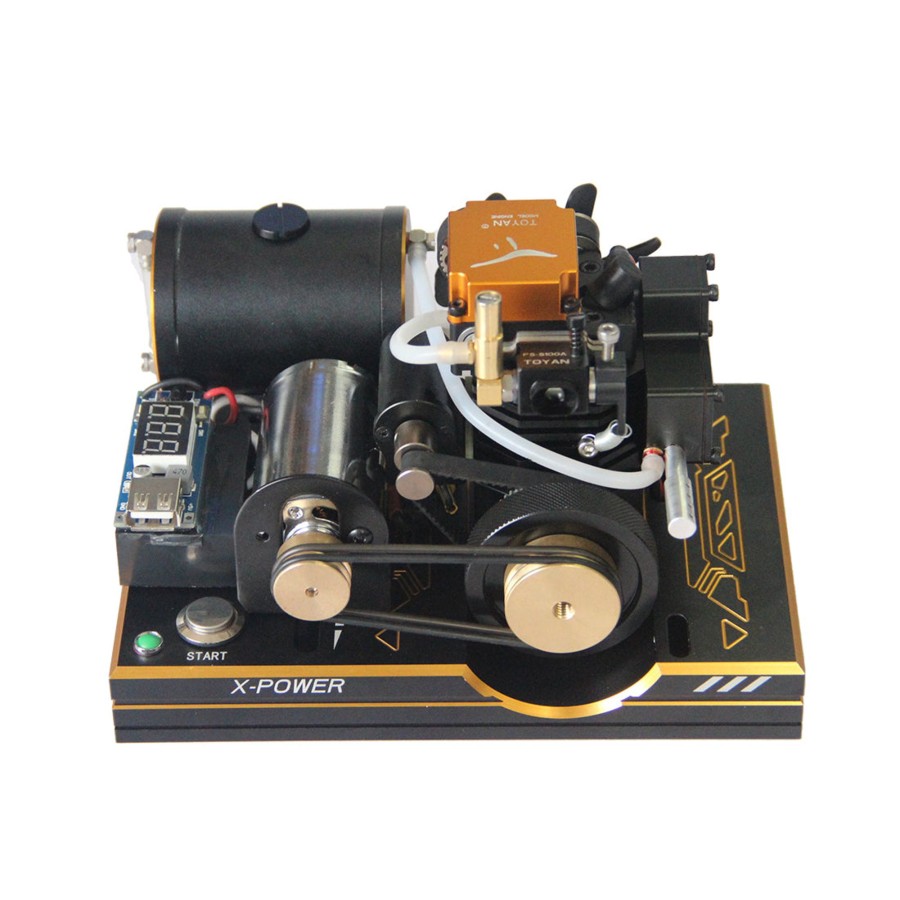 Rc Engine & Model enginediy | Toyan Single Cylinder 4-Stroke Methanol Engine 12V One-Button Start Generator Model With Mobile Phone Charging Digital Displayer