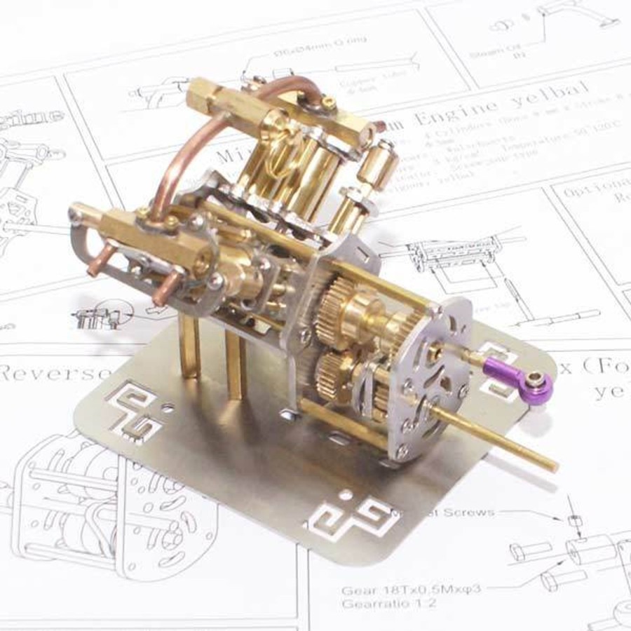 Accessories enginediy | Mini V4 Steam Engine Model With Reverse Gearbox Toy Creative Gift