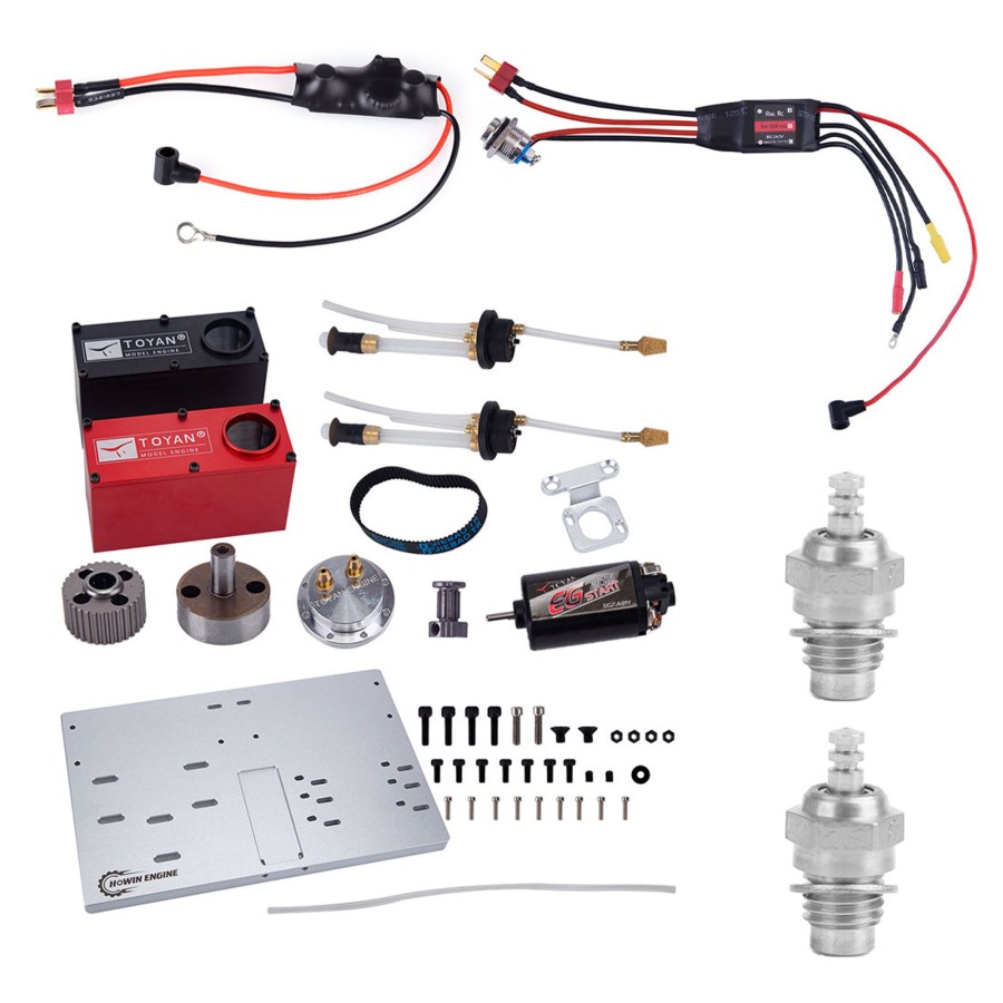 Accessories enginediy | Toyan Rs-L200 Twin Rotor Wankel Rotary Engine Starter Kit With Base Esc Voltage Regulator Module And 2 Glow Plugs