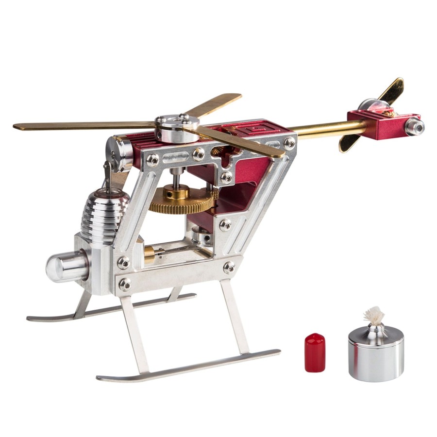 Model Engine enginediy Stirling Engine & Parts | Enjomor Metal Stirling Helicopter Engine Model Kits -Shape Hot-Air Stirling Engine Stem Science Education Toy