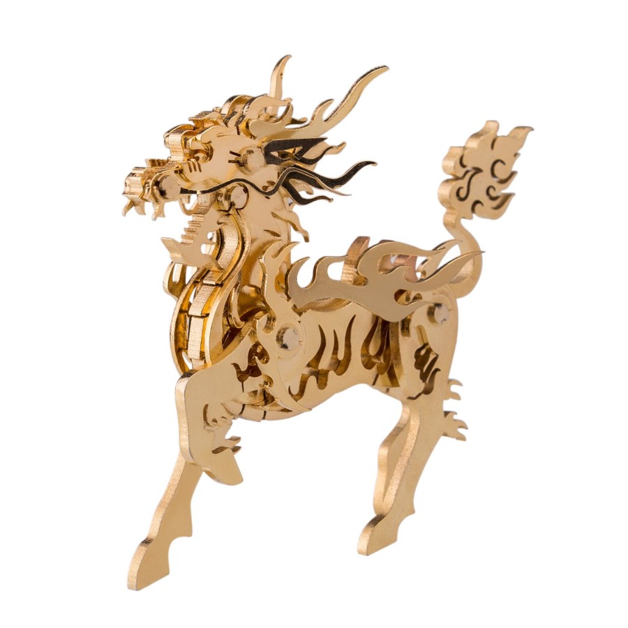 Diy Engine Engine DIY | 100Pcs+ Diy Metal Assembly Toy Oriental Mythological Creatures Golden Kylin Chinese Unicorn