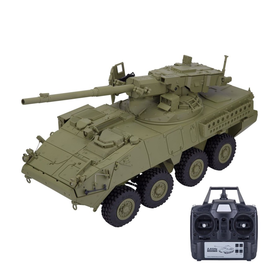 Rc Engine & Model Engine DIY | 1/16 2.4G Rc Tank M1128 Us Army Military Wheeled Tank Simulated Model Toys&Gifts With Led Lights For 8X8 All-Terrain