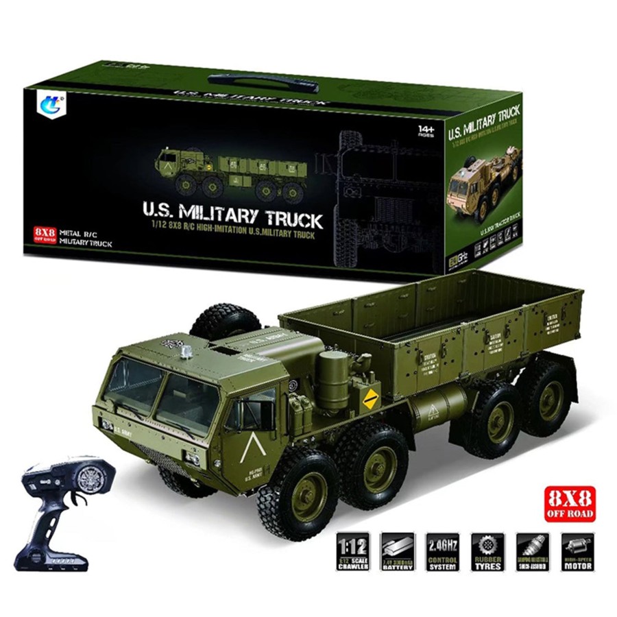 Rc Engine & Model Engine DIY | Hg P802 1:12 2.4G Rc Militray Truck 8X8 Remote Control Truck Model Heavy-Duty Wheeled All Terrin Truck Kit