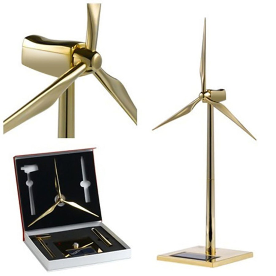 Diy Engine Engine DIY | 3D Metal Windmill Assembly Model Solar Powered Wind Turbine Model Golden