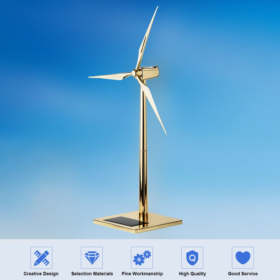 Diy Engine Engine DIY | 3D Metal Windmill Assembly Model Solar Powered Wind Turbine Model Golden