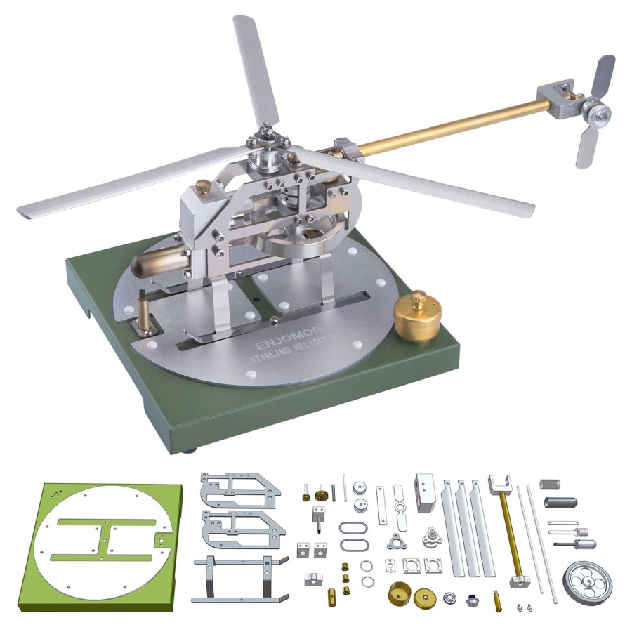 Diy Engine enginediy | Enjomor Stirling Helicopter Model Kit Gamma Hot Air Stirling Engine Model Diy Assembly Model Stem Educational Toy