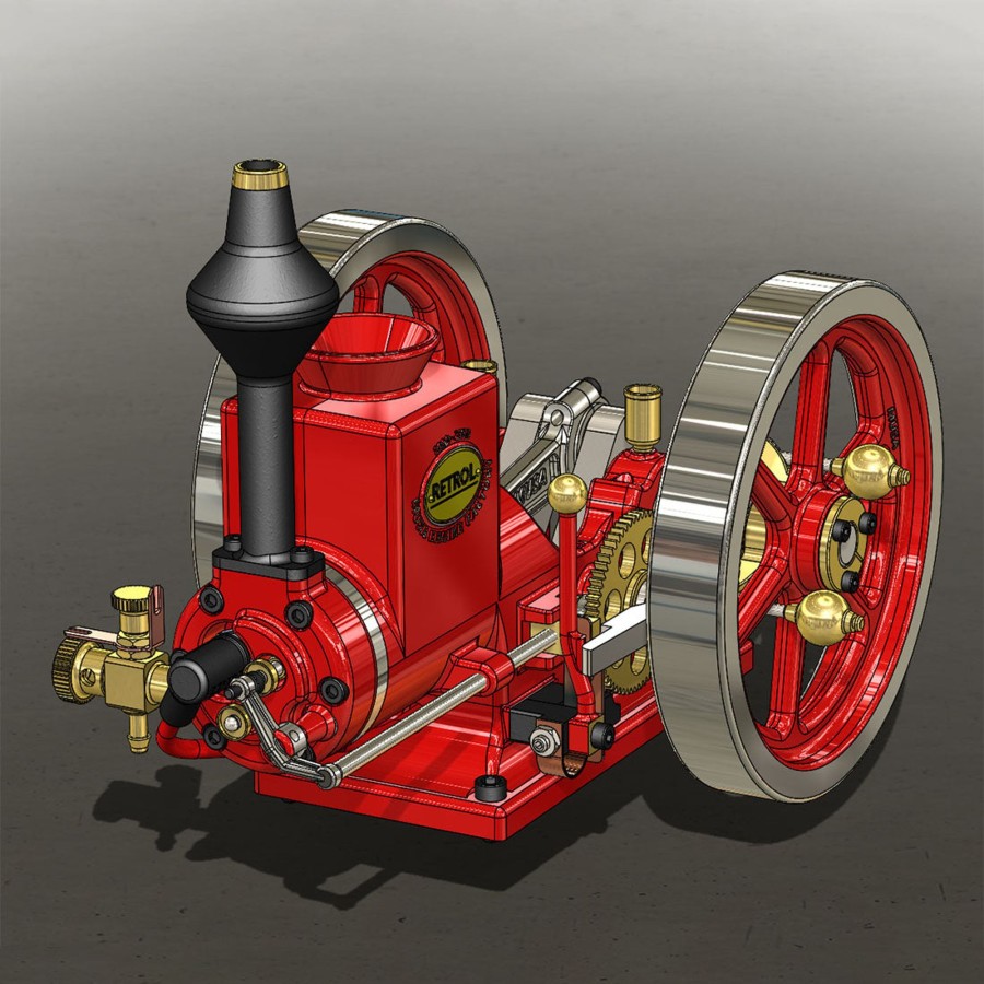 Model Engine enginediy | Retrol Hm-01 7Cc Antique Hit And Miss Engine 4-Stroke Stationary Engine Horizontal Ic Engine Model That Works