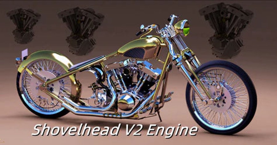 Rc Engine & Model enginediy | Cison Fg-Vt157 15.7Cc Mini Ohv V-Twin V2 Shovelhead Engine 4-Stroke Air-Cooled Gasoline Engine Motorcycle Rc Engine Model