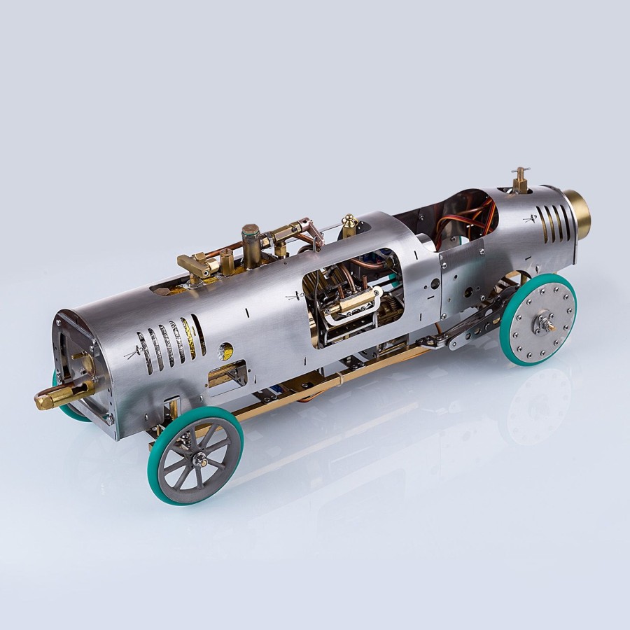 Model Engine enginediy | Rc Rear-Drive Steam Car Retro Vehicle Model With V4 Steam Engine, Gearbox And Boiler - 1/10 Scale