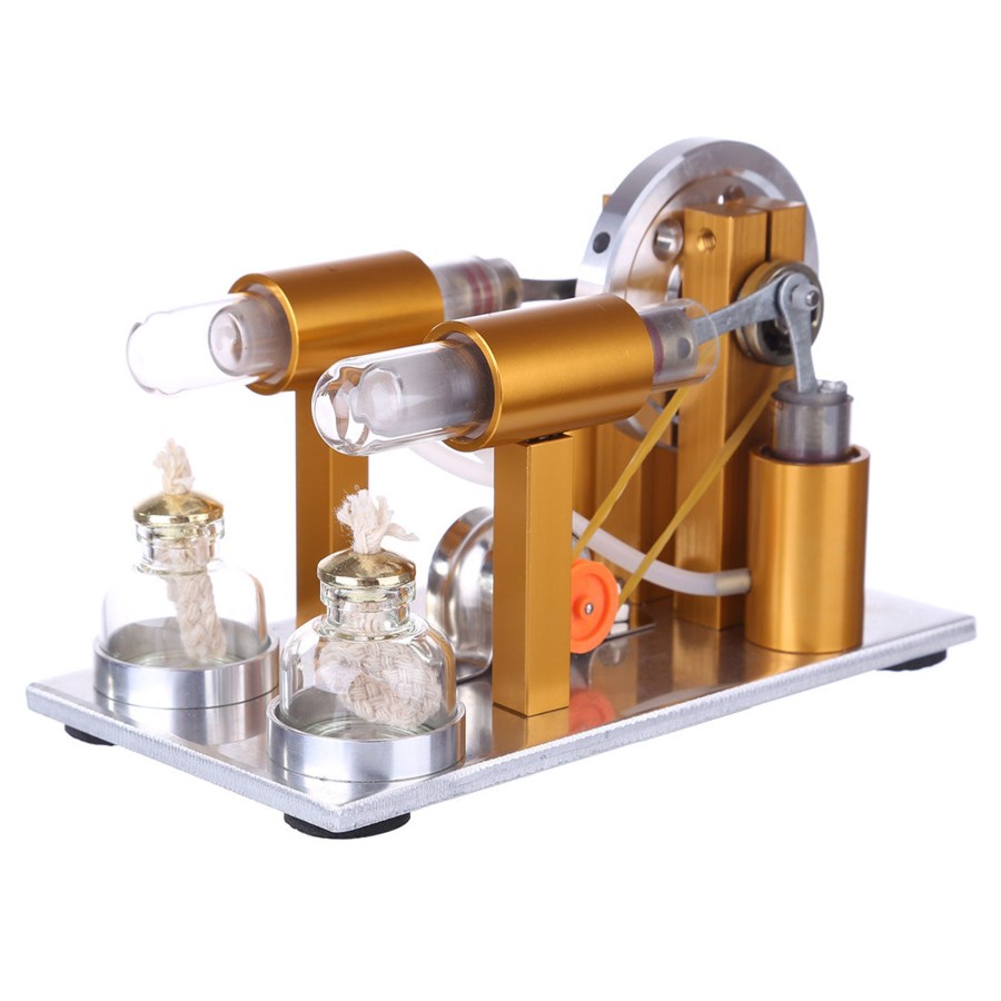 Model Engine enginediy Multi-Cylinder Stirling Engine | Two-Cylinder Stirling Engine Model Physics Experiment Generator Model