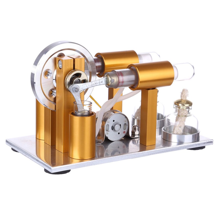 Model Engine enginediy Multi-Cylinder Stirling Engine | Two-Cylinder Stirling Engine Model Physics Experiment Generator Model