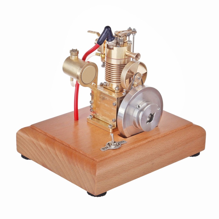 Model Engine enginediy | M16 1.6Cc Mini 4 Stroke Gasoline Engine Model Vertical Air-Cooled Single-Cylinder Engine With Wooden Base