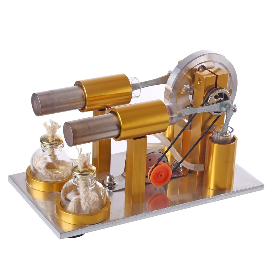 Stem Model enginediy | Metal 2 Cylinder Stirling Engine Model Scientific Experiment Educational Toys