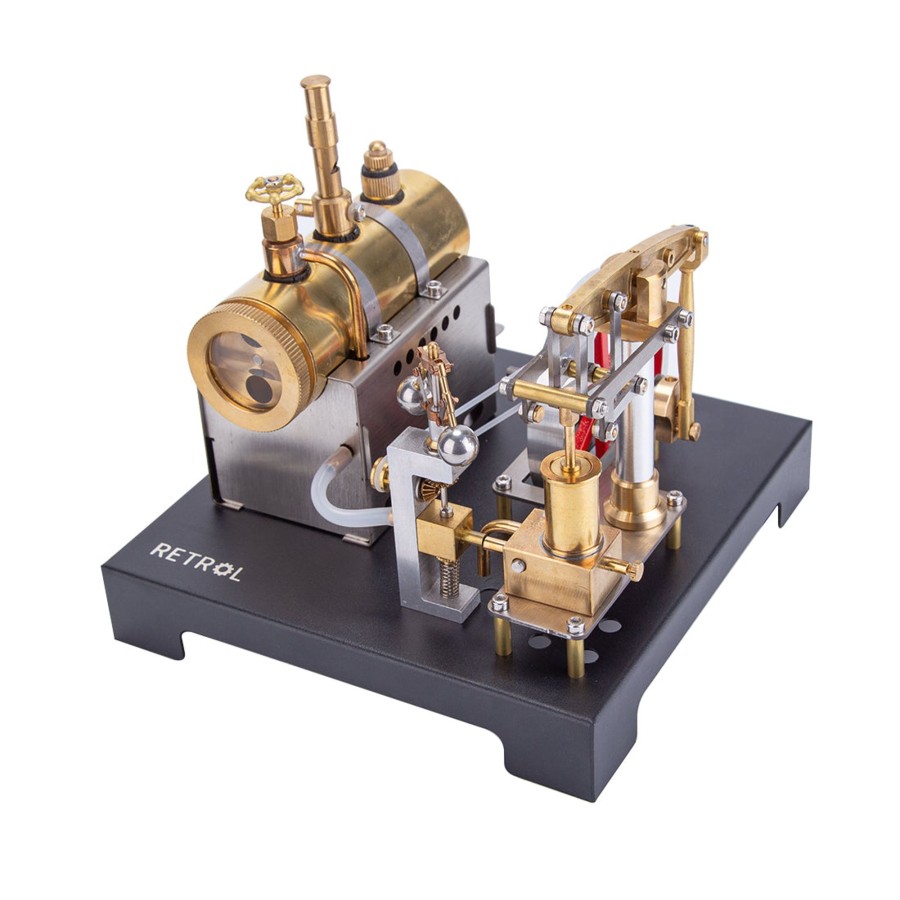 Model Engine enginediy | Retrol Full Metal Beam Engine Steam Engine Model Kit With Horizontal Boiler With Centrifugal Regulator Flyball