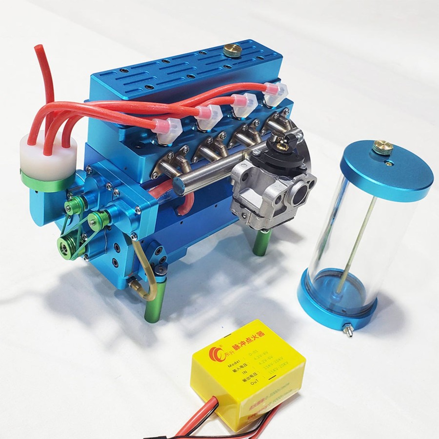 Model Engine enginediy | 32Cc Inline Four Cylinder Water Cooled Gasoline Engine For 1: 5 Rc Model Car / Ship - Blue