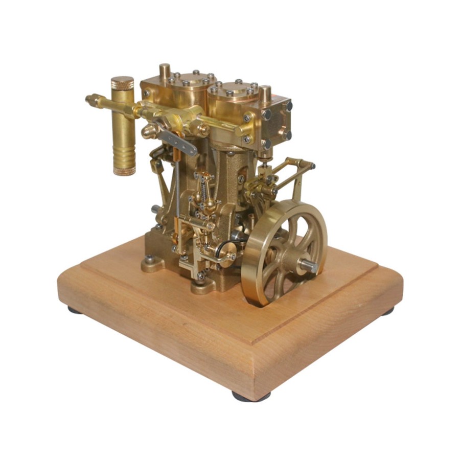 Model Engine enginediy | M30 3.7Cc Mini Retro Vertical Double-Cylinder Reciprocating Double-Acting Steam Engine Model Toys With Speed Reducer