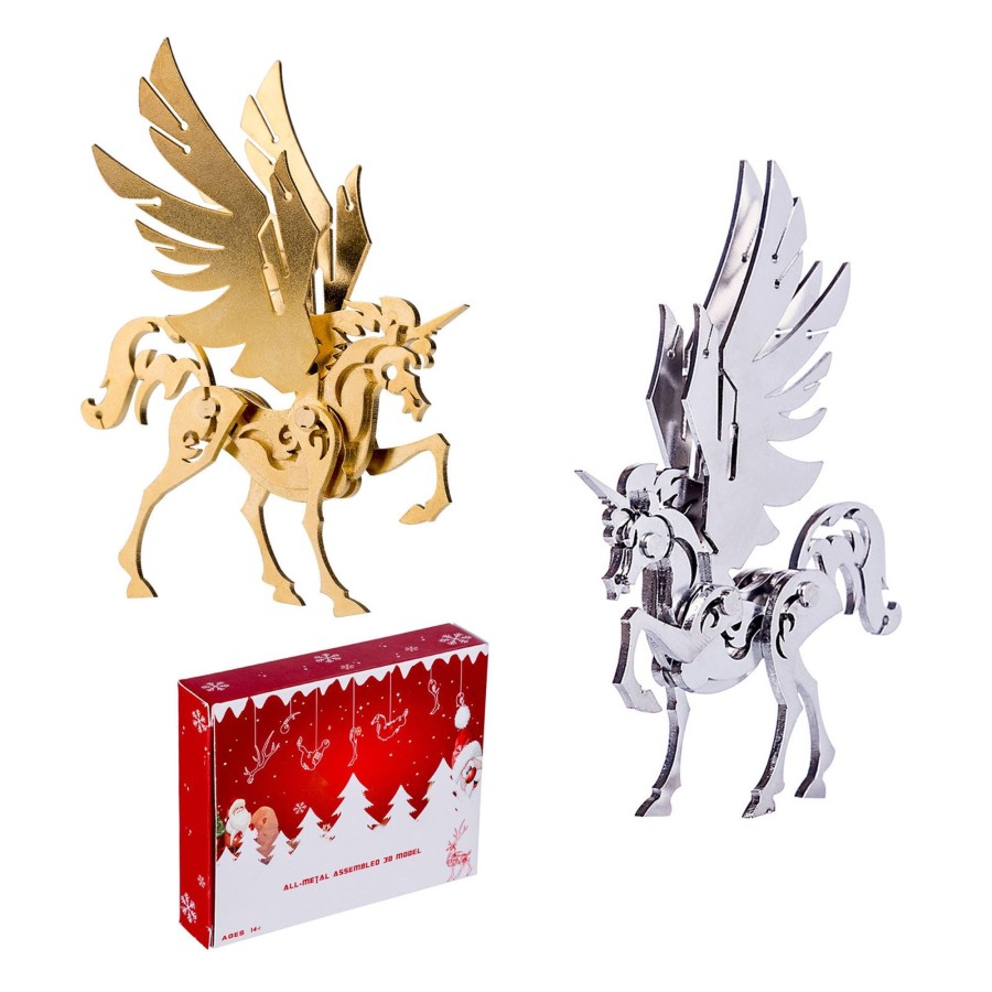 Diy Engine enginediy | 3D Puzzle Model Kit Mechanical Golden Unicorn & Silver Unicorn Metal Games Diy Assembly Jigsaw Crafts Creative Gift