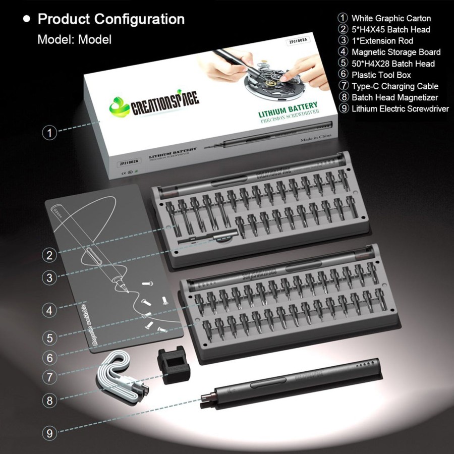 Accessories enginediy | Mini Precision Electric Screwdriver Diy Tools Set With Led Light For Models & Electronics (Frosted)