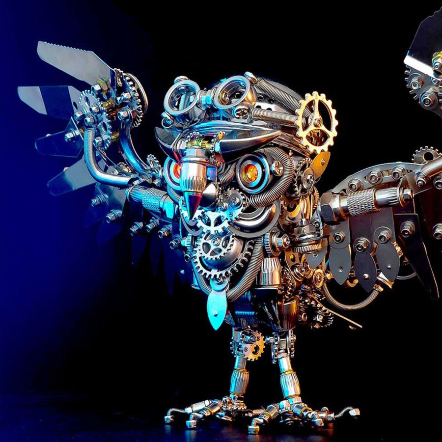 Diy Engine enginediy | 3D Nocturnal Owl Diy Steampunk Metal Assembly Animal Model Spooky Halloween Decor