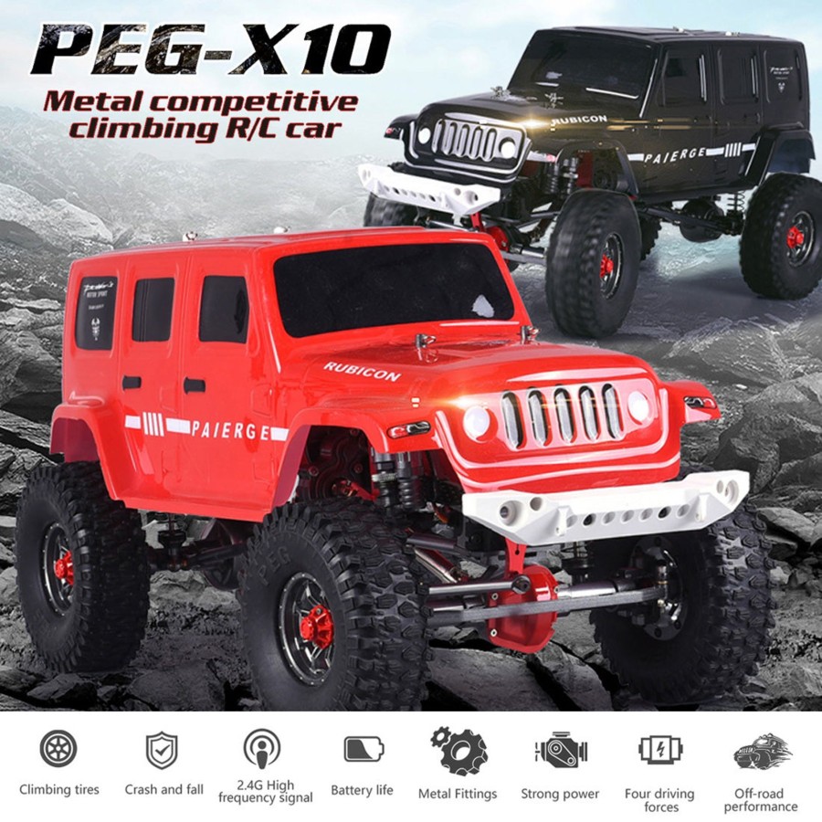 Rc Engine & Model Engine DIY | 1/10 2.4G 40Km/H 4Wd Rc Crawler Car Metal Off-Road Vehicle High And Low Differential Rc Climbing Car Toy With Dual Battery