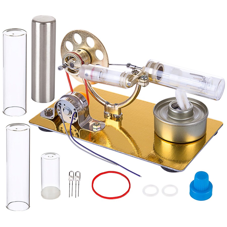 Model Engine Engine DIY Stirling Engine With Led | Single Cylinder Stirling Engine Diy Model Science Experiment Kit