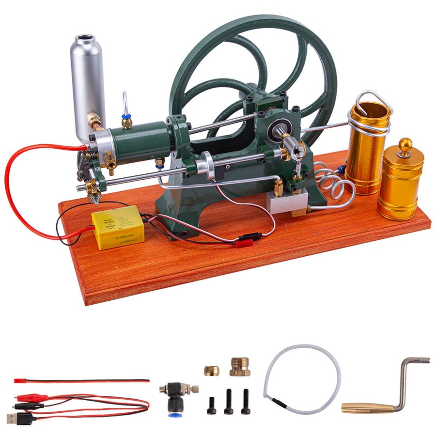 Model Engine enginediy | Retrol Horizontal Mill Engine Stationary Steam Engine Hot-Bulb Engine Look 4-Stroke Water-Cooling Gasoline Engine Ic Engine Model