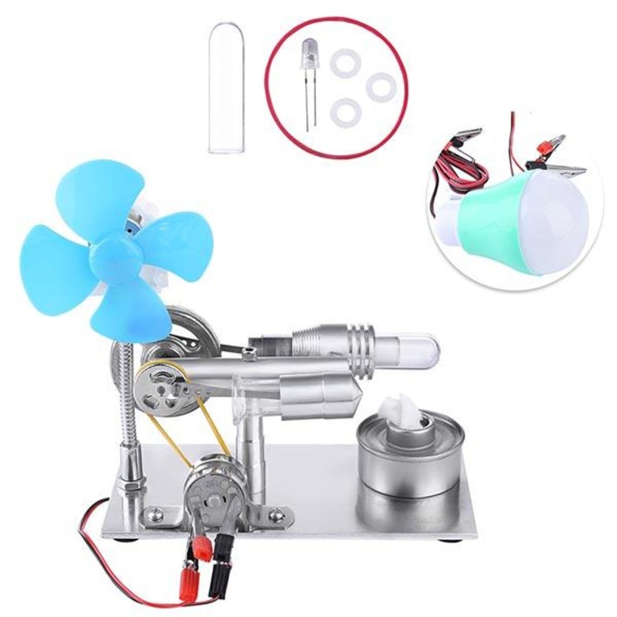 Model Engine enginediy Stirling Engine With Led | Stirling Engine Model With Fan And Bulb Electricity Generator Educational Toy - Enginediy