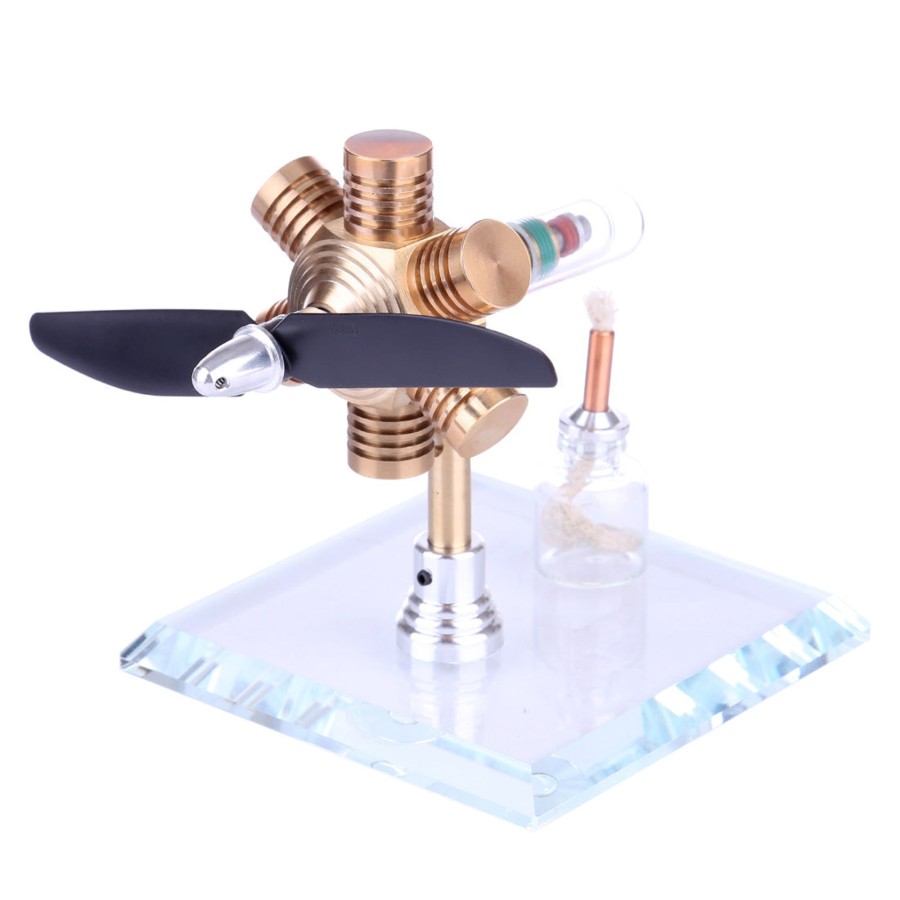 Diy Engine Engine DIY | Stirling Engine Kit Hexagonal Shape Free Piston Stirling Engine With Propeller - Enginediy