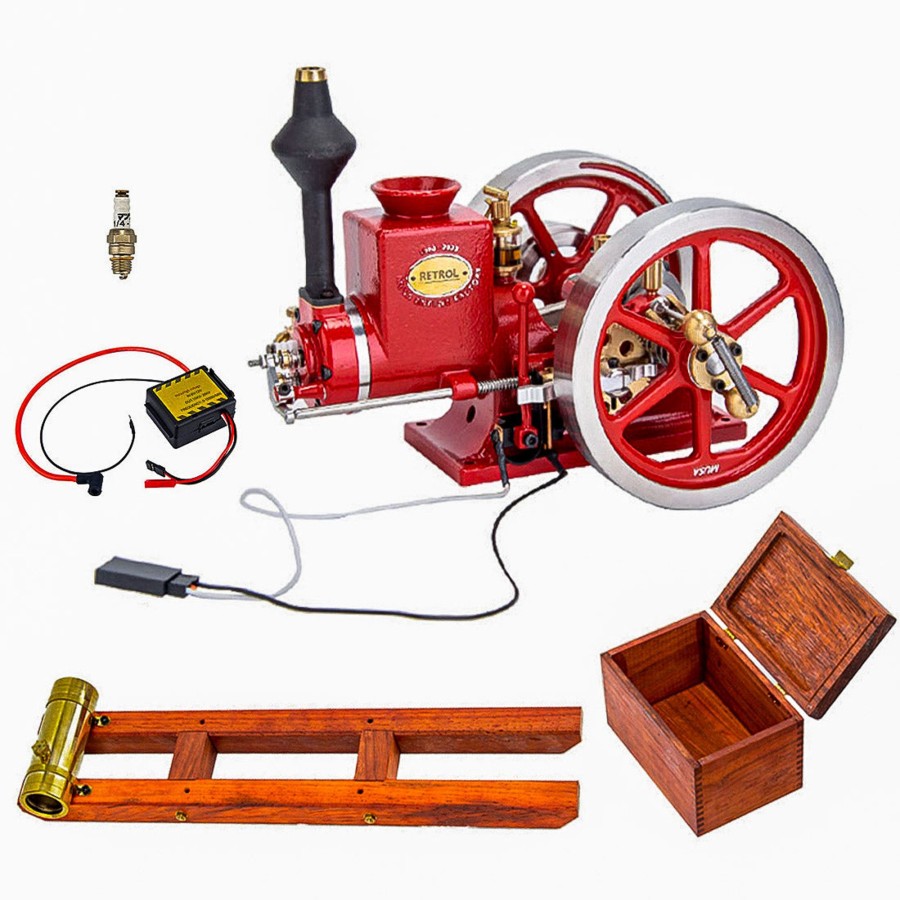 Diy Engine enginediy | Retrol Hm-01 Hit And Miss Engine With Starter Kit, Stand And Accessories - One Key Start