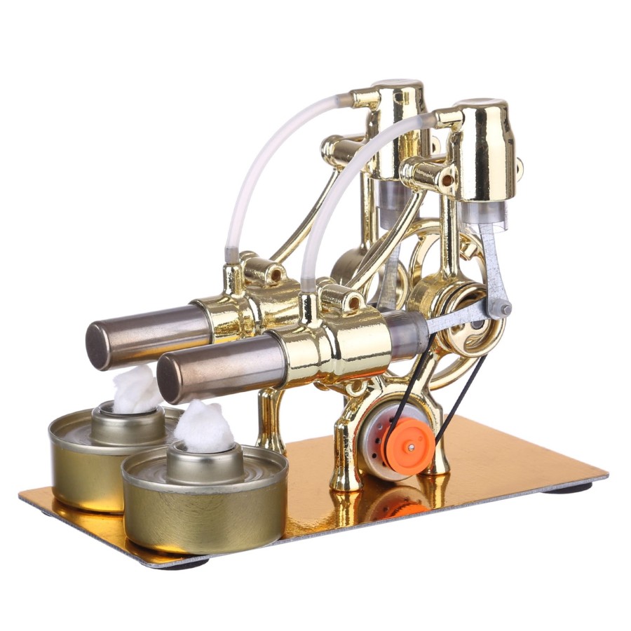 Model Engine enginediy Stirling Engine & Parts | L-Type 2 Cylinder Stirling Engine Generator Model With Led Diode And Bulb Science Experiment Teaching Model Toy Collection