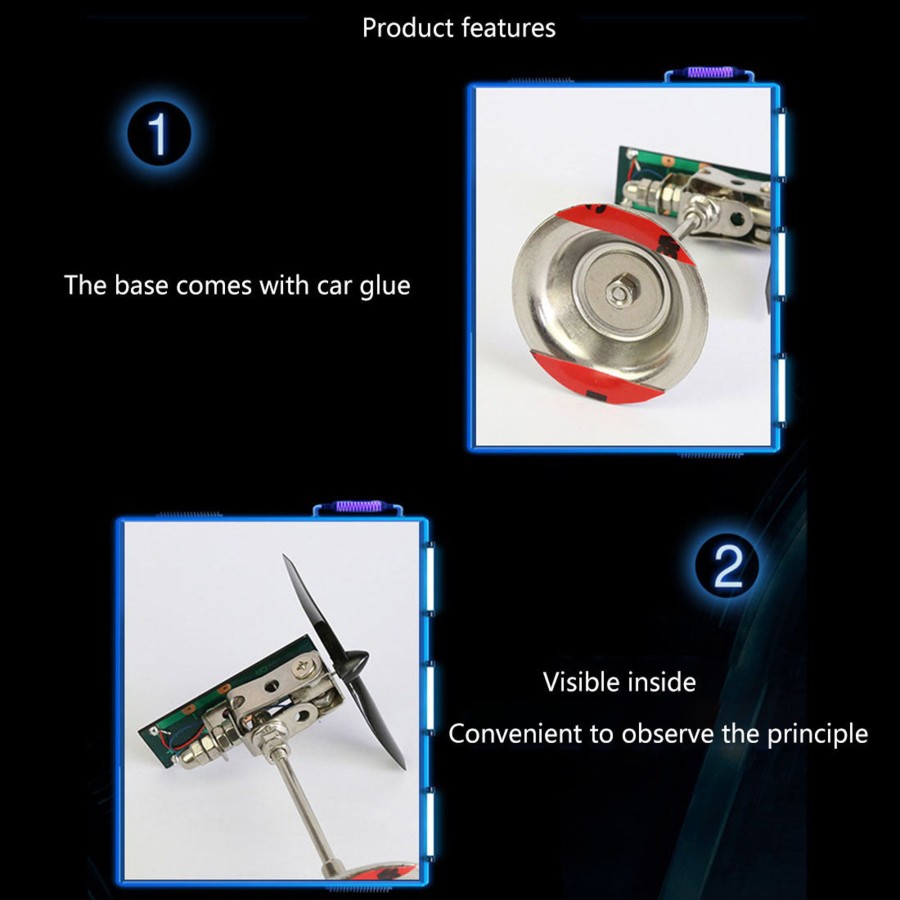 Stem Model enginediy | Stark 2 Blades Vehicle-Mounted Solar Windmill Motor Solar Toy Scientific Physics Toy