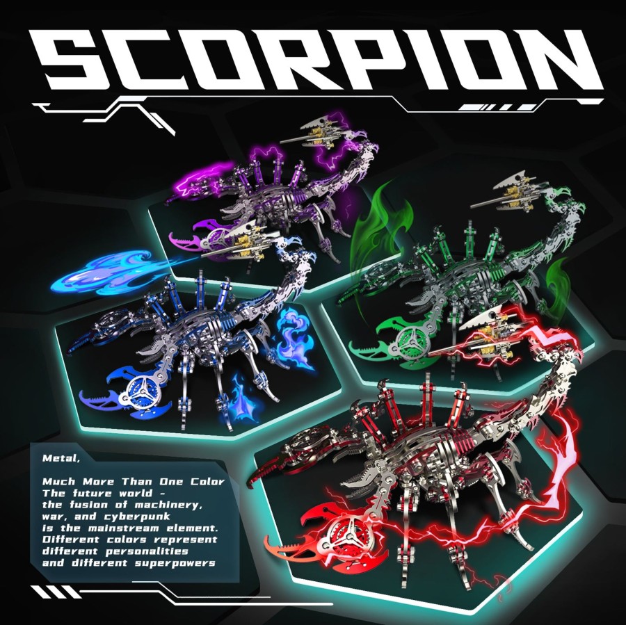 Diy Engine enginediy | 3D Puzzle Diy Model Kit Jigsaw Metal Scorpion King Mechanical Assembly Crafts-200Pcs+