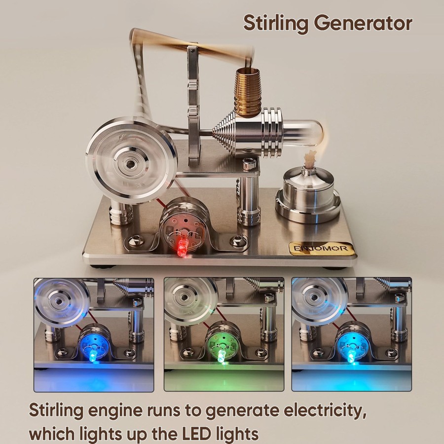 Model Engine enginediy Stirling Engine With Led | Enjomor Balance Hot Air Stirling Engine Electric Generator Model With Led Light - Stem Toy