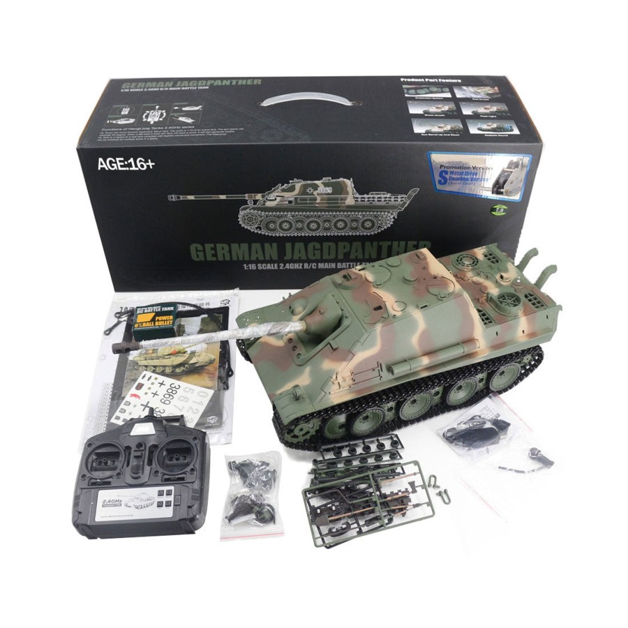 Rc Engine & Model enginediy | 1/16 Rc Tank 2.4G Rc German Jagdpanther Tank Destroyer Vehicle Model Toys&Gifts With Lights&Sounds (Upgraded Version/Camouflage Green)