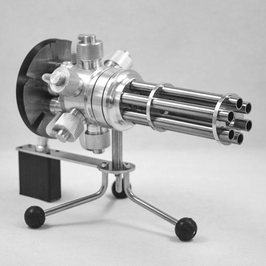 Model Engine enginediy Multi-Cylinder Stirling Engine | 6 Cylinder Stirling Engine Novel Gatling Blaster Design Engine Motor Model - Enginediy