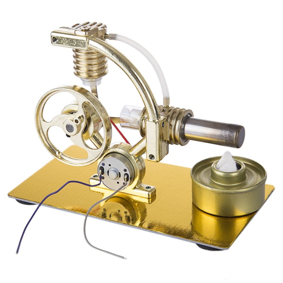 Model Engine enginediy Stirling Engine & Parts | Stirling Engine L-Shape Single Cylinder Stirling Engine Generator Model With Big Bulb