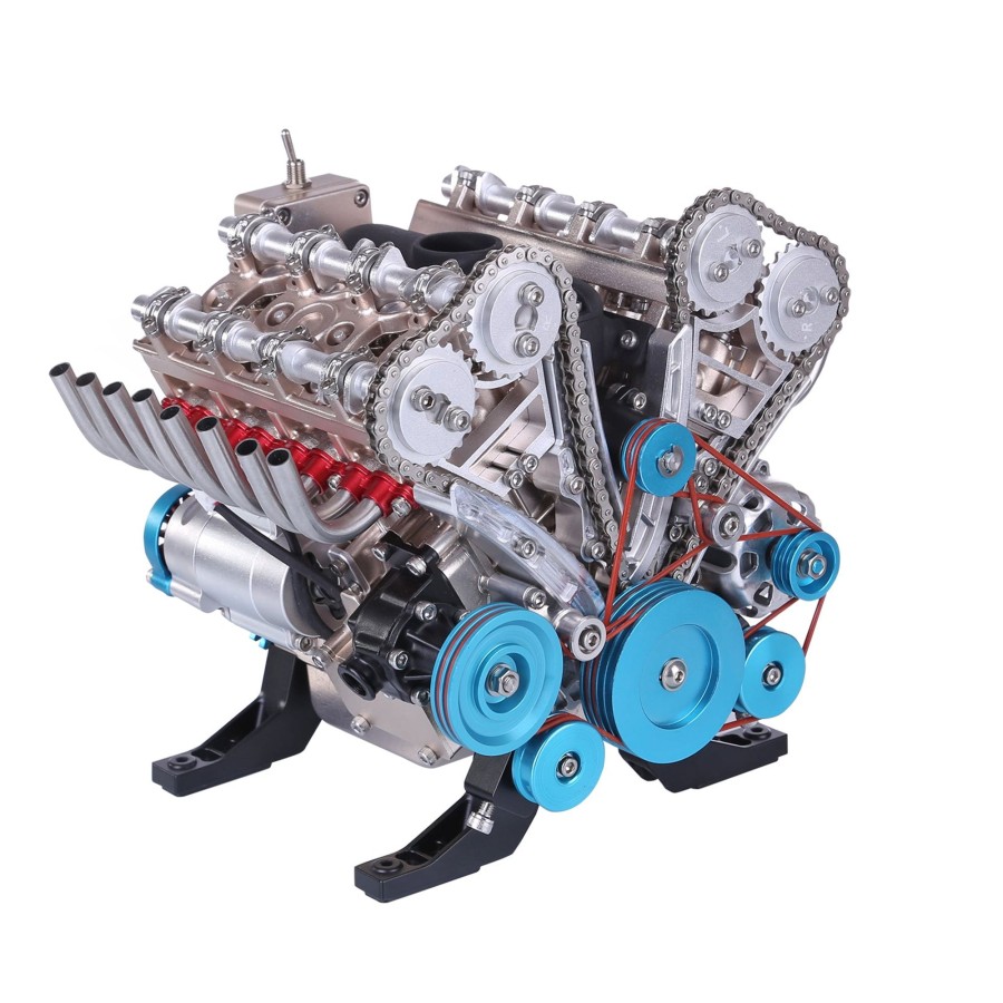 Diy Engine enginediy | Teching V8 Engine Model Kit Metal Assembly Diy Kit 500+Pcs Mechanical Car Engine Science Experiment Physics Toy