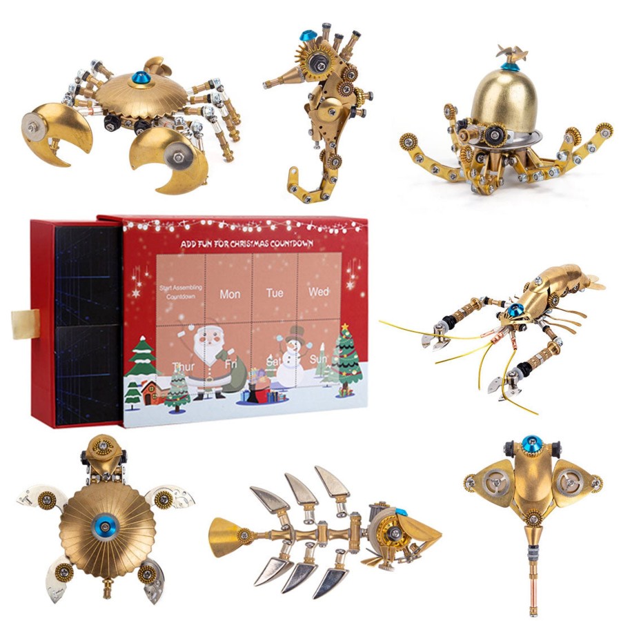 Diy Engine enginediy | 3D Metal Puzzle Steampunk Mechanical 7-In-1 Mini Marine Organisms Set Crafts Diy Assembly Model Kit Toys & Gifts For Kids, Teens And Adults-700+Pcs