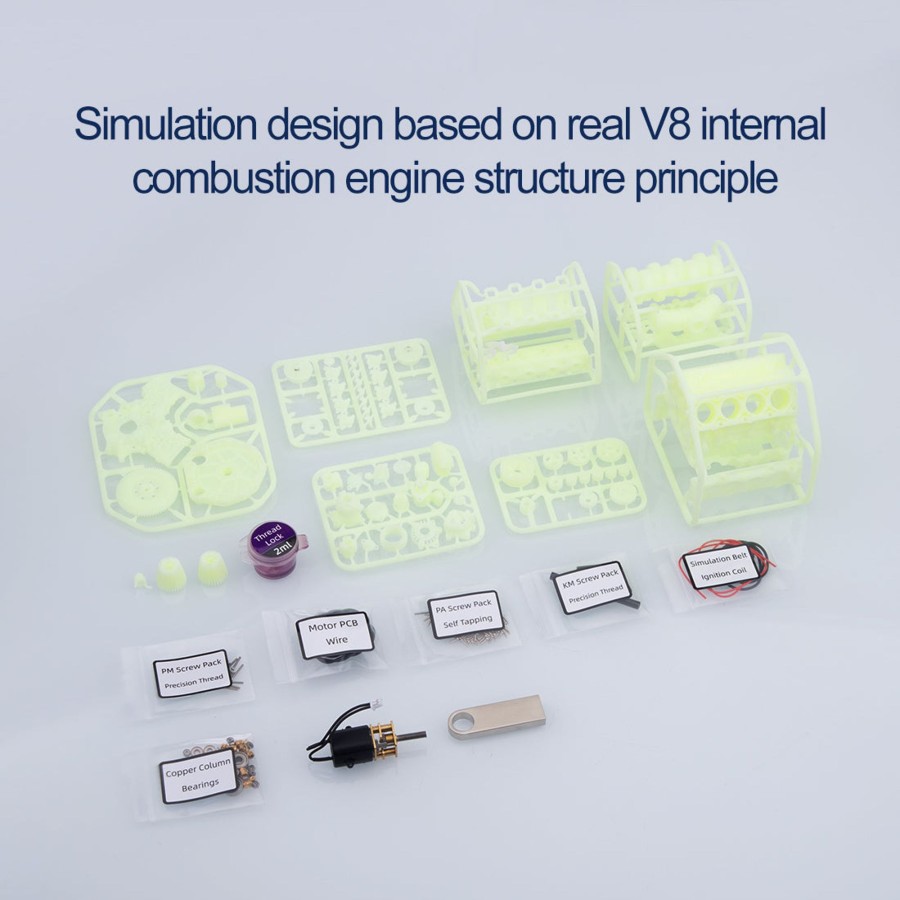 Model Engine enginediy | V8 Engine Model Kit That Works - Build Your Own V8 Engine - Paint Your Own V8 Engine -Mad Rc V8 Engine For Capra Vs4-10 Pro