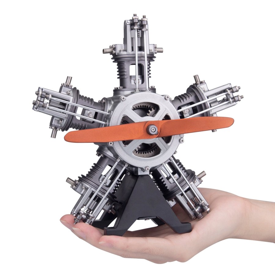 Model Engine enginediy | 5 Cylinder Radial Engine Model Kit That Works - Build Your Own Radial Engine - Teching 1: 6 Full Metal Radial Engine Model Kit 250+Pcs