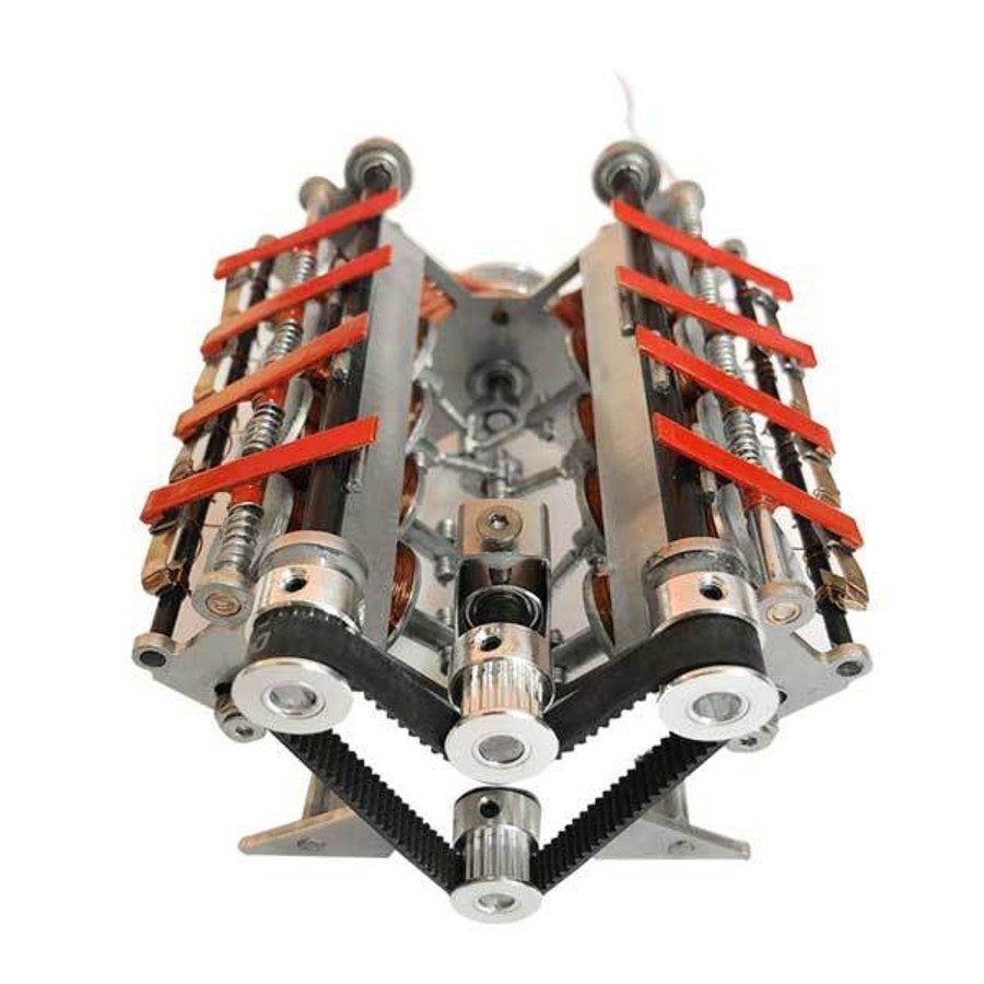 Stem Model enginediy | V8 Electromagnetic Motor Engine 24V Diy Runnable Generator For Science Project - Enginediy