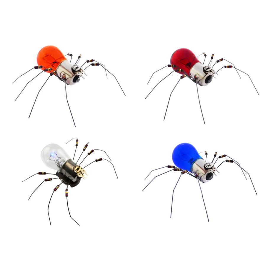 Diy Engine Engine DIY | Diy Handmade Electronic 4 Spiders Kits Toys Glow Light Decor - Transparent + Orange + Red + Blue