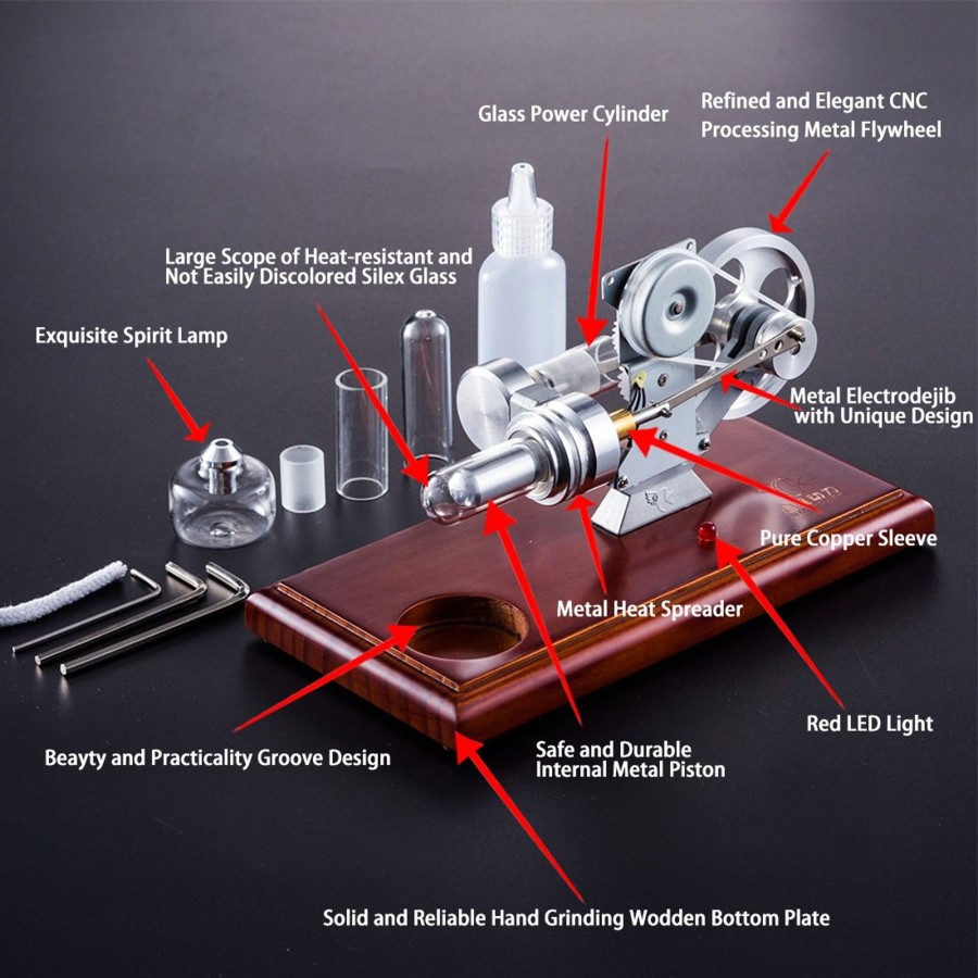 Stem Model enginediy | Stirling Engine Kit Electricity Generator With Led Light