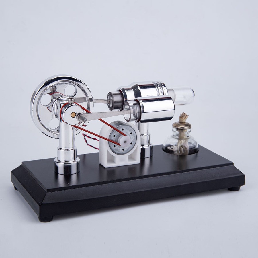 Model Engine enginediy Stirling Engine & Parts | Enjomor Metal Gamma Hot-Air Stirling Engine Model With Lamp Beads Educational Toys Ideal Engine Model Gift For Your Kids-Enginediy