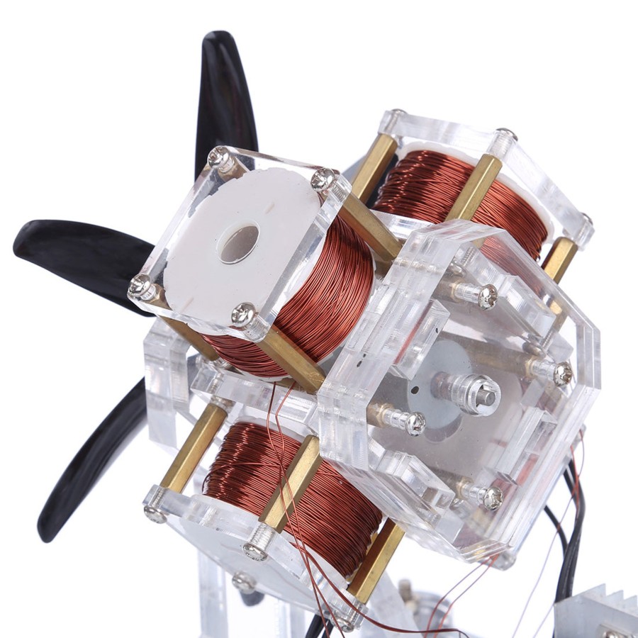 Stem Model enginediy | Stark 12V Hall Sensor Brushless Motor Diy Hall Generator Model Electric Machine Fan Blade Physical Model Science Toy